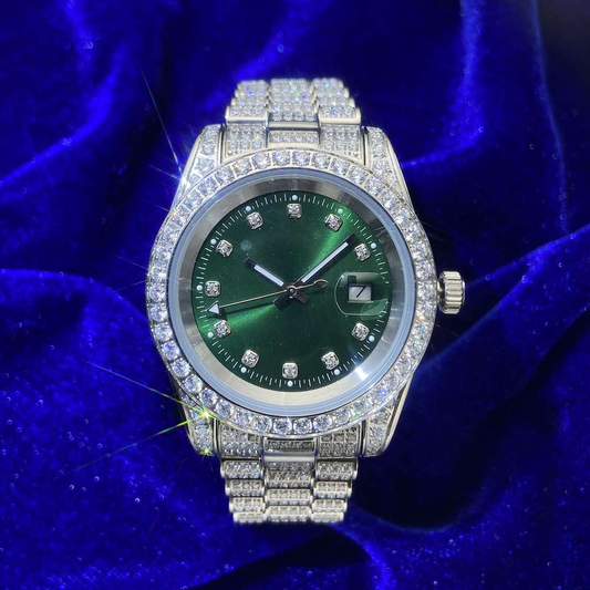 Moissanite Presidential Watch Green Dial 41MM