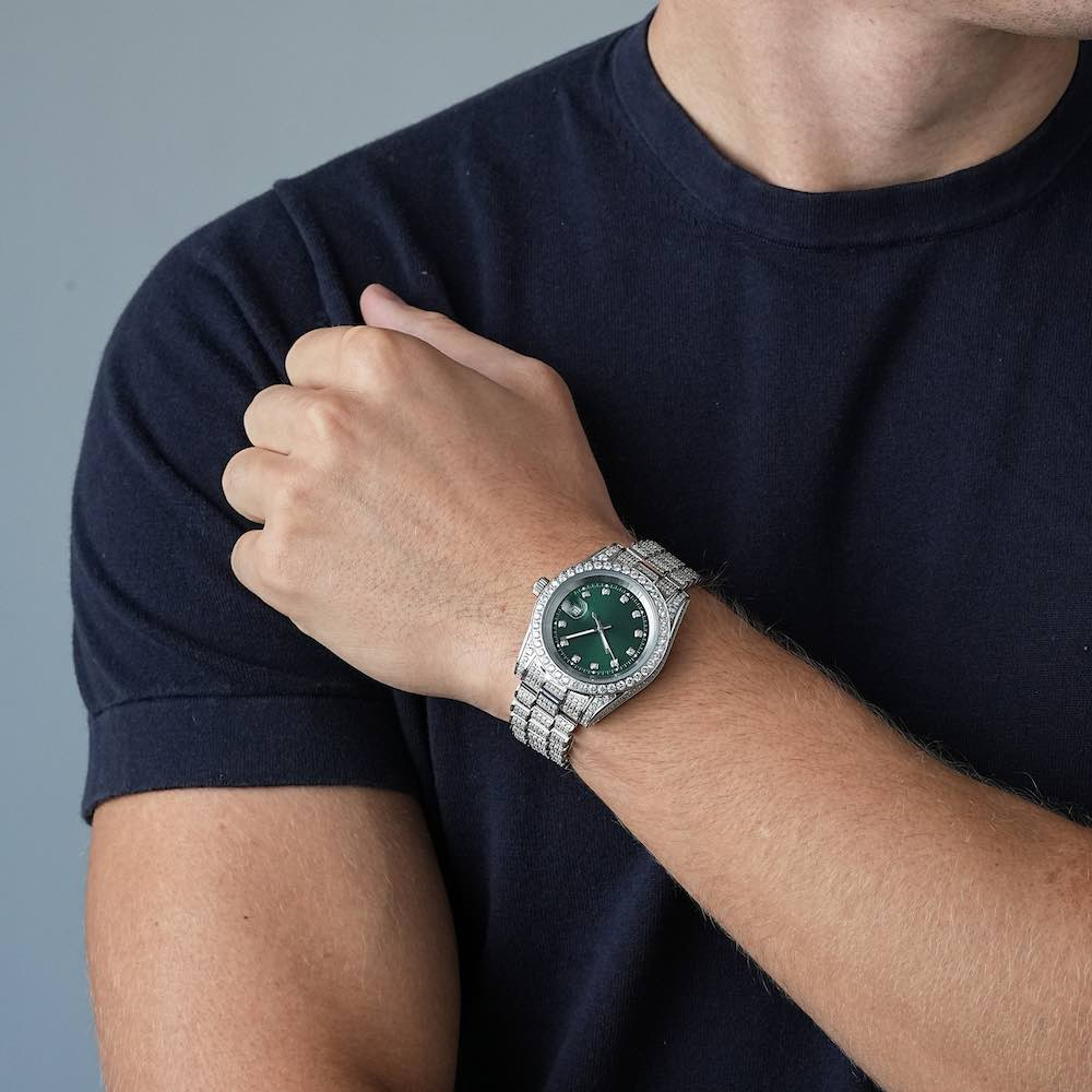 Moissanite Presidential Watch Green Dial 41MM