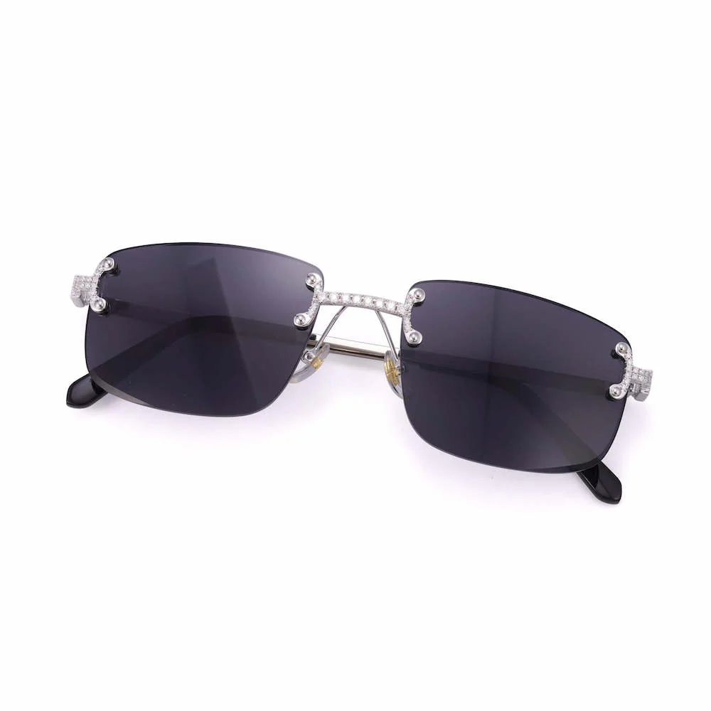 Moissanite Rimless Square Sunglasses 14K Gold