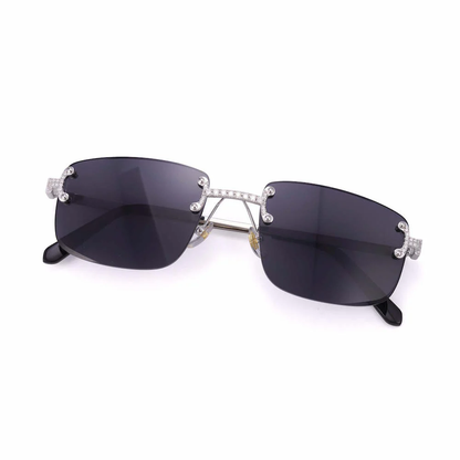 Moissanite Rimless Square Sunglasses 14K Gold