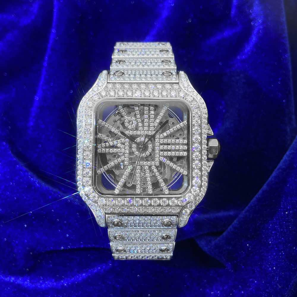 Moissanite Skeleton Watch 42MM