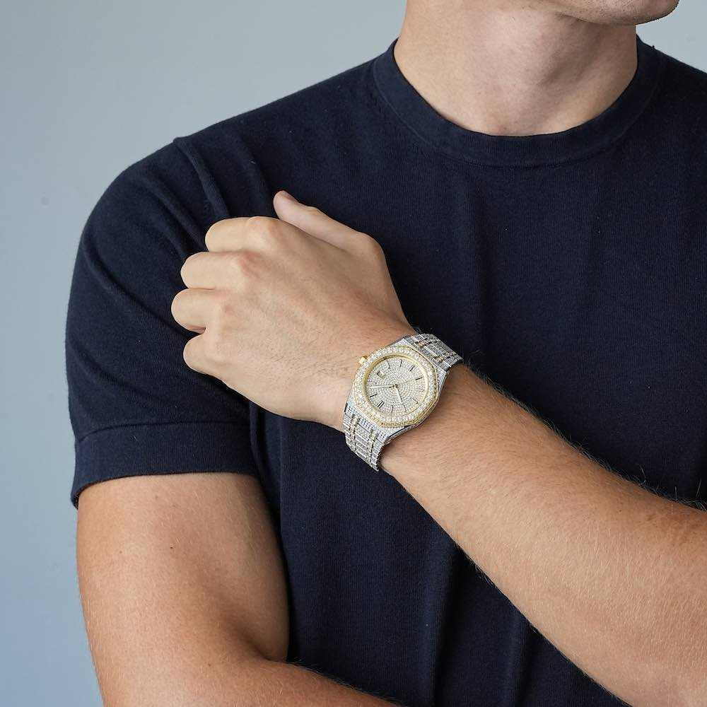 Moissanite Watch 44MM Yellow Gold