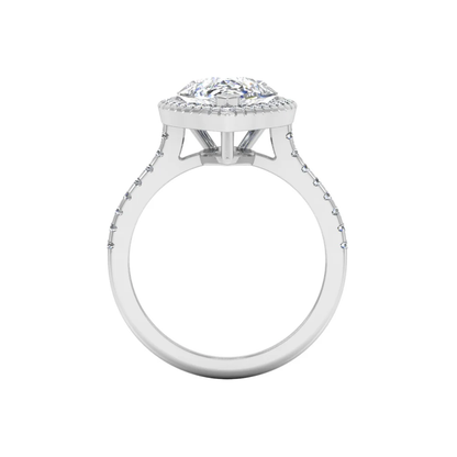 Pear Cut Moissanite Petite Halo Engagement Ring