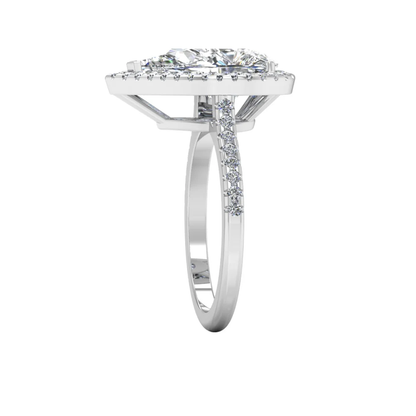 Pear Cut Moissanite Petite Halo Engagement Ring