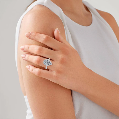 Pear Cut Moissanite Petite Halo Engagement Ring