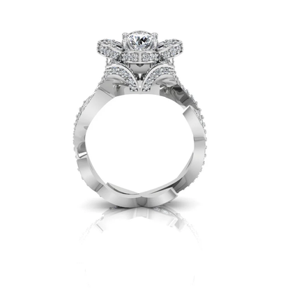 Round Floral Antique Moissanite Engagement Ring