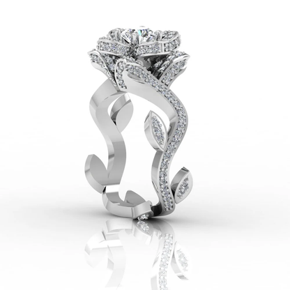 Round Floral Antique Moissanite Engagement Ring