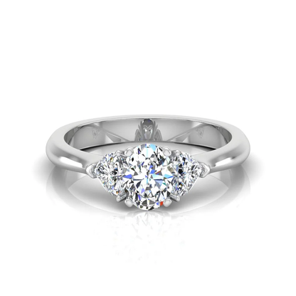 Three-Stone Oval & Heart Moissanite Engagement Ring