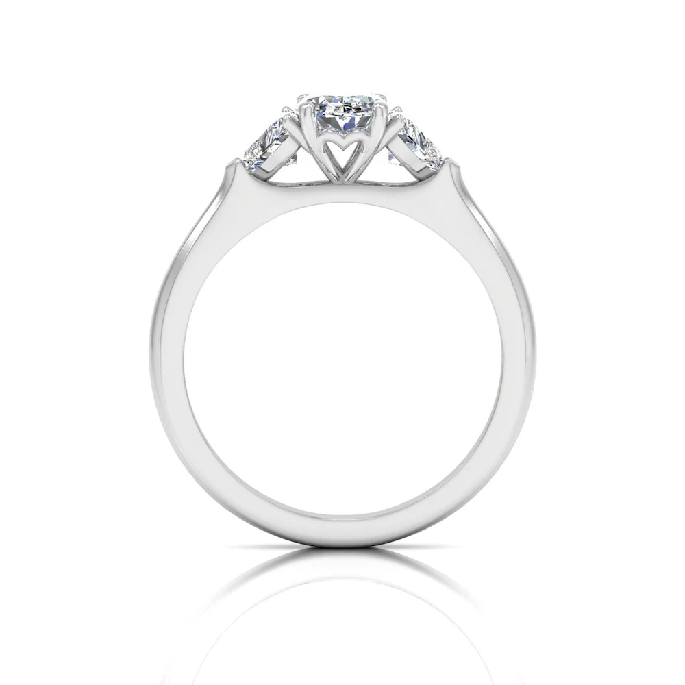 Three-Stone Oval & Heart Moissanite Engagement Ring