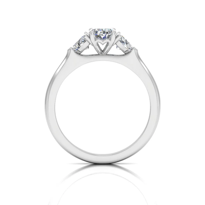 Three-Stone Oval & Heart Moissanite Engagement Ring