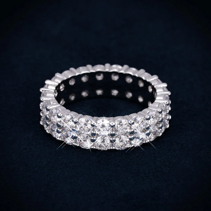 VVS 2-Row Iced Band Ring 14K Gold