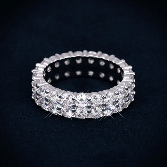 VVS 2-Row Iced Band Ring 14K Gold