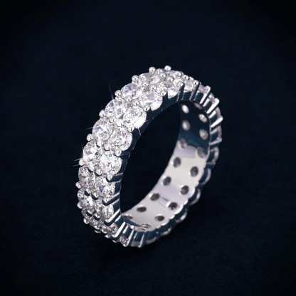 VVS 2-Row Iced Band Ring 14K Gold