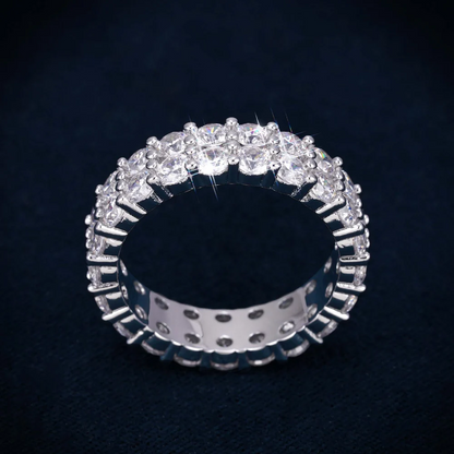 VVS 2-Row Iced Band Ring 14K Gold