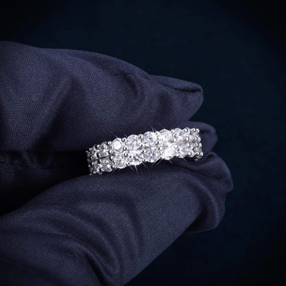 VVS 2-Row Iced Band Ring 14K Gold