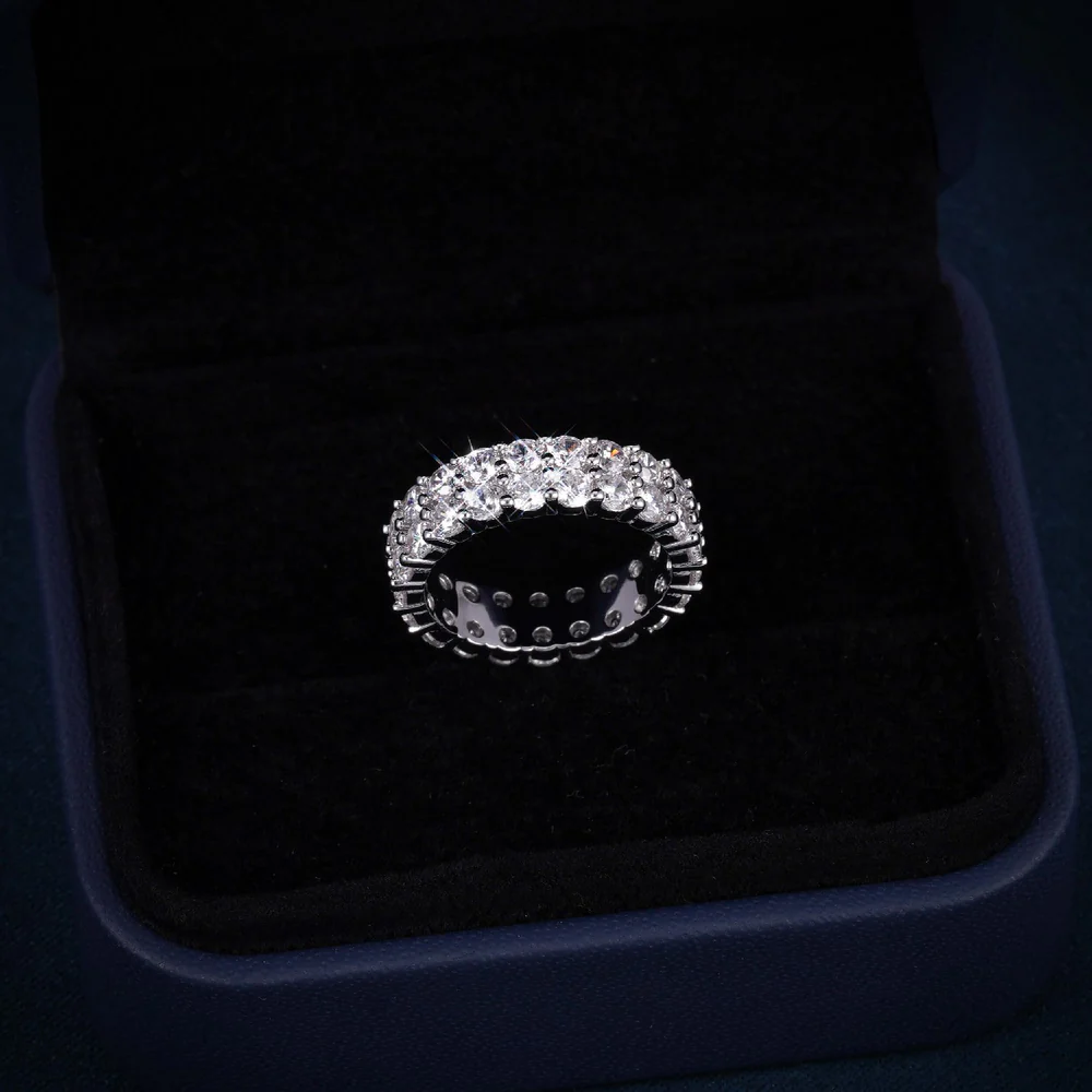 VVS 2-Row Iced Band Ring 14K Gold